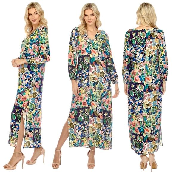 Johnny Was Puff Sleeve Maxi Dress Swim Cover Up Layla Print Size XS - Picture 13 of 13